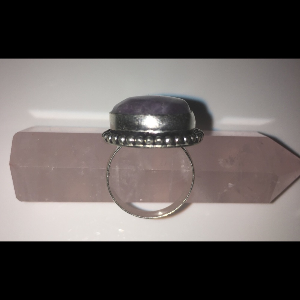 LACE AMETHYST/WHITE TOPAZ STERLING SILVER RING 💍 - Picture 5 of 8